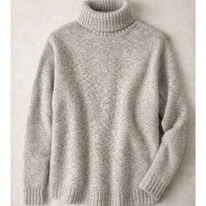Gentle Herd Sweater Women Medium Grey Marl Turtleneck Cashmere Blend Luxury